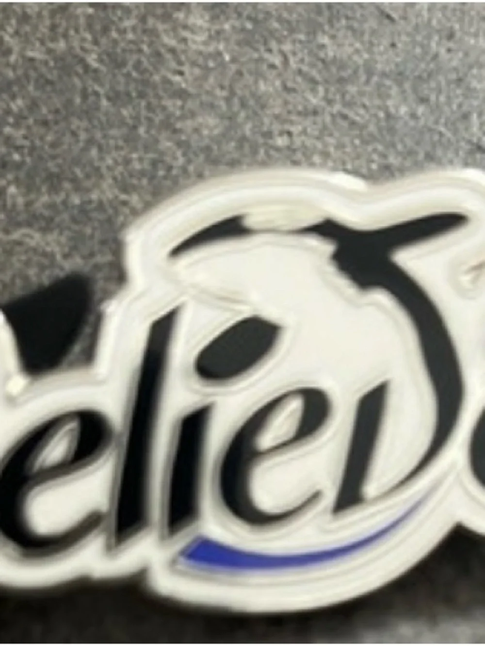 White and Black Branded Cell Phone Accessory Badge - White/Black